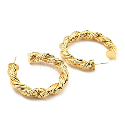 Rack Plating Brass Twist Round Stud Earrings KK-C026-20G-1