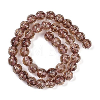 Handmade Gold Sand Lampwork Beads Strands LAMP-P051-L06-10mm-1