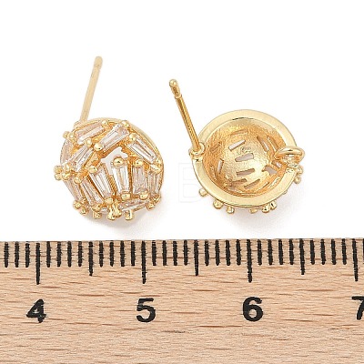 Brass Micro Pave Cubic Zirconia Stud Earring Findings KK-Z094-12G-1