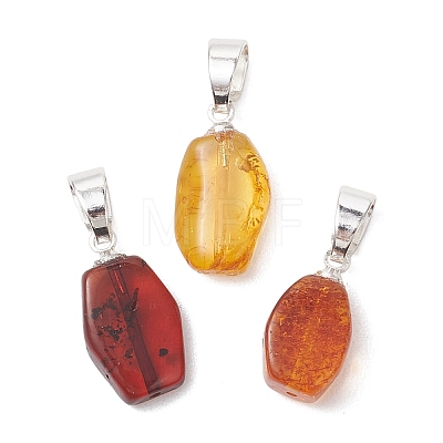 Gradient Color Natural Amber Pendants PALLOY-JF04930-01-1