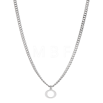 1Pc 304 Stainless Steel Letter Pendant Necklaces NJEW-LP0001-33O-P-1