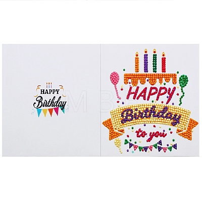DIY Birthday Theme Diamond Painting Greeting Card Kits DIAM-PW0001-178A-1