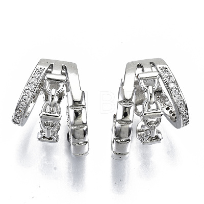 Brass Micro Pave Clear Cubic Zirconia Cuff Earrings EJEW-S201-237P-NR-1