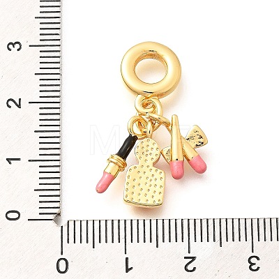 Brass Enamel Lipstick & Perfume European Dangle Charms KK-U048-05G-02-1