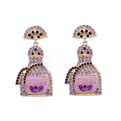 Zinc Alloy Rhinestone Dangle Stud Earrings FS-WG8FD93-08-1