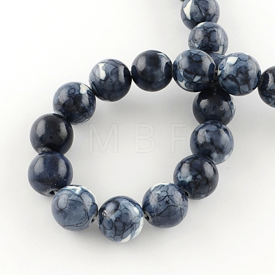 Dyed Natural Ocean White Jade Round Bead Strands G-R295-8mm-01-1