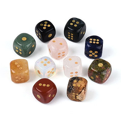 Opalite & Natural Unakite & Green Aventurine & Sodalite & Red Jasper & Quartz Crystal & Indian Agate Dice Sets G-T143-29M-1