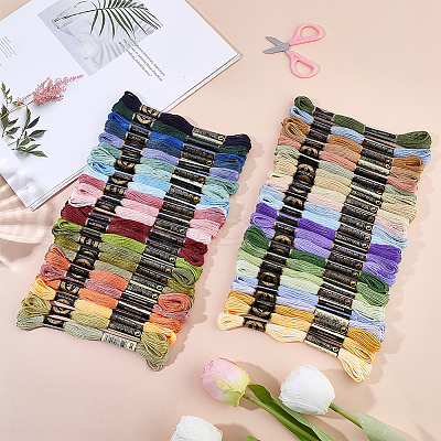 48 Skeins 4 Colors 6-Ply Polyester Embroidery Floss OCOR-CY0004-55B-1