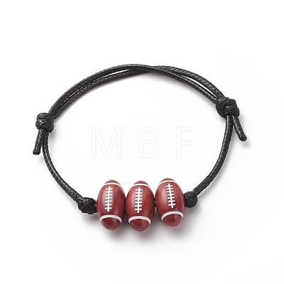 2Pcs 2 Colors Sport Theme Acrylic Beaded Bracelet BJEW-JB08558-04-1