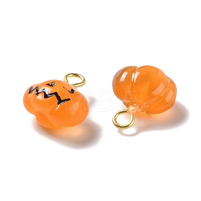 Halloween Pumpkin Opaque Resin Charms RESI-B010-02-1