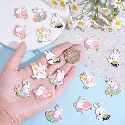 20Pcs 4 Style Cartoon Alloy Enamel Pendants ENAM-SZ0003-29-1