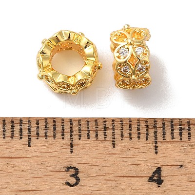 Long-Lasting Plated Brass Micro Pave Clear Cubic Zirconia Beads KK-K381-18A-G02-1