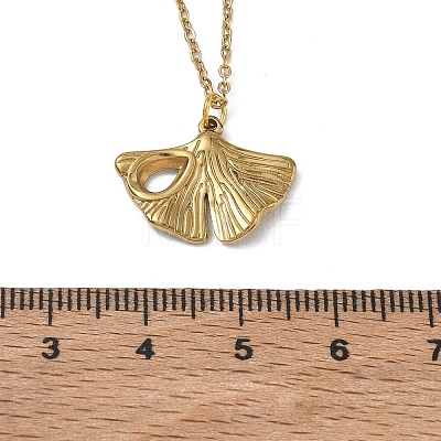 304 Stainless Steel Ginkgo Leaf Pendant Necklaces SA-CBA5A8D-05G-1
