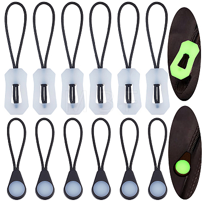 20Pcs 2 Styles Luminous PVC Plastic Replacement Zipper Puller Tabs FIND-CL0002-22-1