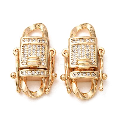 Brass Micro Pave Cubic Zirconia Twister Clasps CU-K002-20G-1