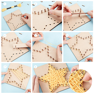   2Sets Star & Moon 3D DIY Nail String Art Kit Arts And Crafts for Adults DIY-PH0002-87-1