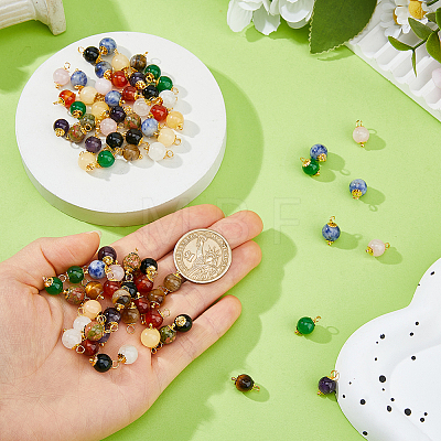 100Pcs 10 Colors Natural Mixed Gemstone Pendants PALLOY-FH00206-1