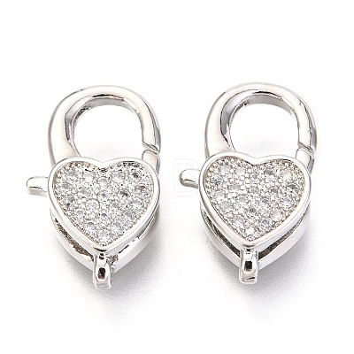 Brass Micro Pave Cubic Zirconia Lobster Claw Clasps X-ZIRC-O038-26P-1