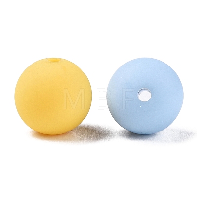 Rubberized Style Imitated Silicone Acrylic Beads MACR-T048-01B-11-1