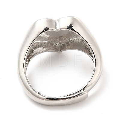 Rack Plating Brass Heart Singet Adjustable Ring for Women RJEW-E064-02P-1