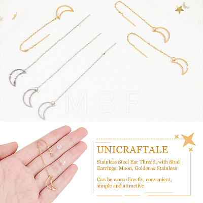 Unicraftale 8 Pairs 2 Colors 304 Stainless Steel Ear Thread EJEW-UN0002-05-1