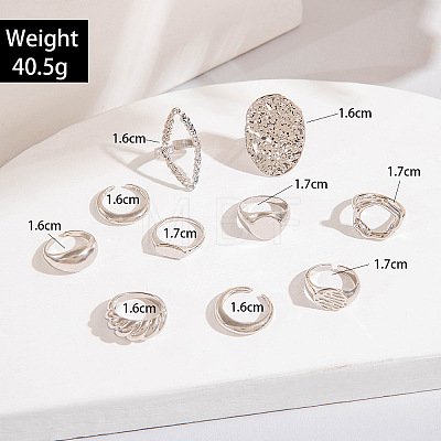 10Pcs Alloy Finger Rings Sets WG7802C-22-1