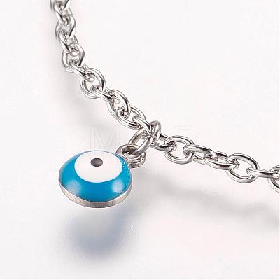 304 Stainless Steel Charm Anklets AJEW-E032-03-1