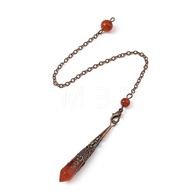 Natural Carnelian & Quartz Crystal & Amethyst & Tiger Eye & Lapis Lazuli Cone Point Dowsing Pendulums HJEW-JM04998-1