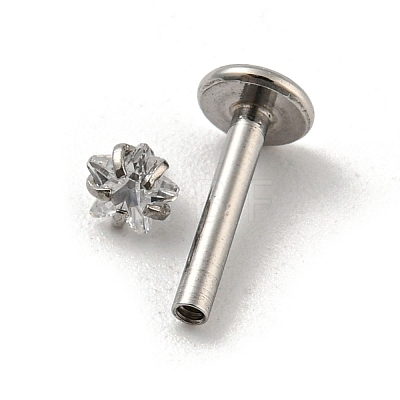 304 Stainless Steel Threaded Flatback Earrings EJEW-NH0001-01A-02-1