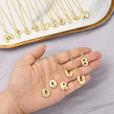 1Pc Initial Letter Brass Pendant Necklaces NJEW-YW0001-24I-1