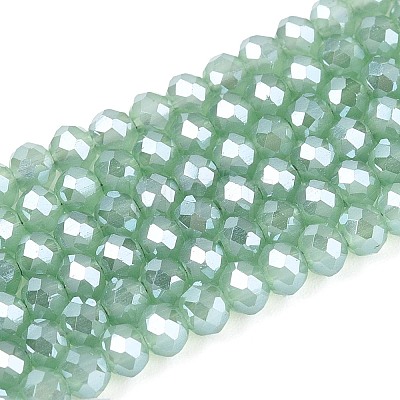Electroplate Imitation Jade Glass Beads Strands X-EGLA-J025-F08-1