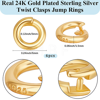 6Pcs 925 Sterling Silver Locking Jump Ring STER-BBC0008-69A-G-1