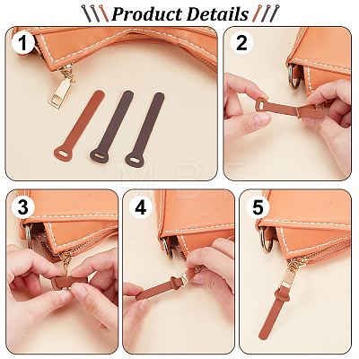 WADORN 30Pcs 3 Colors Imitation Leather DIY Zipper Puller Tabs DIY-WR0003-78-1