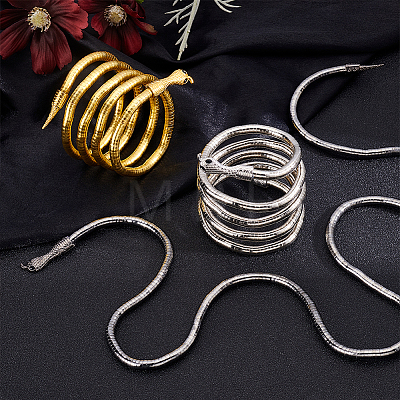 3Pcs 3 Colors Adjustable Flexible Alloy Snake Choker Necklaces for Women Men NJEW-UN0001-94-1