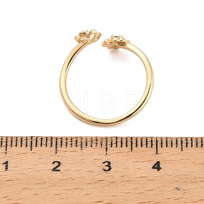 Flower Brass Micro Pave Cubic Zirconia Cup Peg Ring Settings for Half-drilled Beads KK-NH0009-01G-1