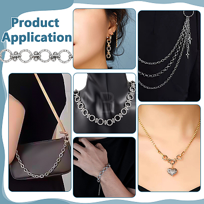 Stainless Steel Ring with Round Bead Link Chains CHS-PH0001-12-1