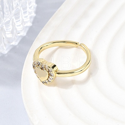 Brass Micro Pave Cubic Zirconia Cuff Open Rings for Women RJEW-B160-10G-1