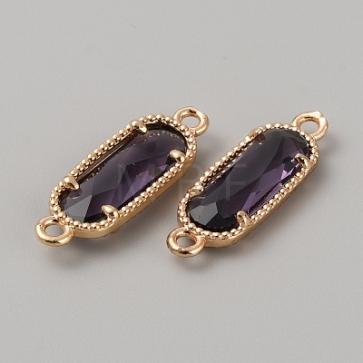 Golden Plated Brass Pave Glass Connector Charms FIND-WH0110-728G-08-1
