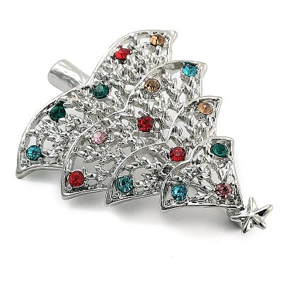 Christmas Theme Alloy Colorful Rhinestone Brooches JEWB-S022-02C-P-1