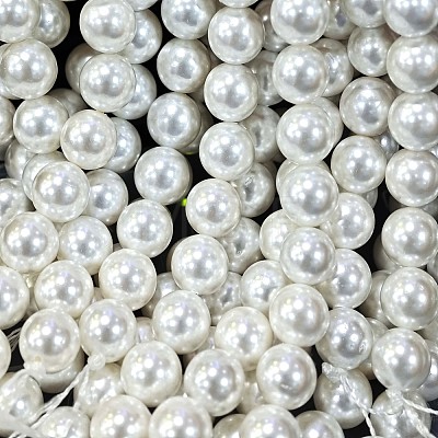 Shell Pearl Beads Strands X-BSHE-E008-8mm-12-1