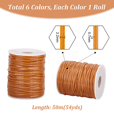   6 Rolls 6 Styles 50M Flat PVC Cords OCOR-PH0002-55-1