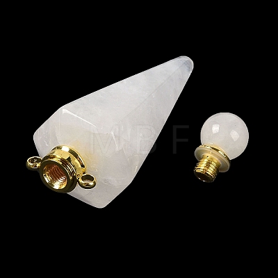 Natural Quartz Crystal Faceted Cone Openable Perfume Bottle Big Pendants G-L524-18G-11-1