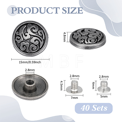 40 Sets Alloy Coin Screw Rivet FIND-PH0060-32AS-1