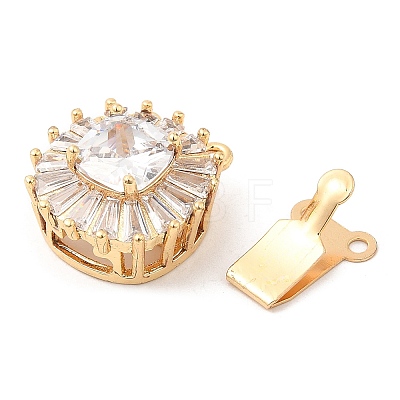 Brass Micro Pave Clear Cubic Zirconia Box Clasps KK-E052-01A-G01-1