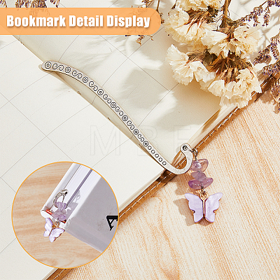 4Pcs 4 Style Acrylic Butterfly Pendant Bookmarks with Natural Gemstone Chips AJEW-PH01475-1