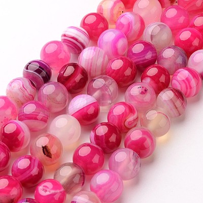 Natural Striped Agate/Banded Agate Beads Strands G-D845-01C-6mm-1