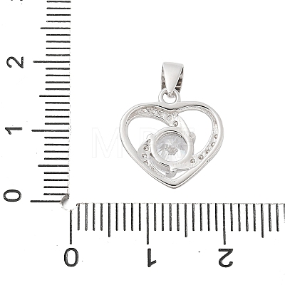 Pure Silver Cubic Zirconia Heart Charms STER-S008-02A-P-1