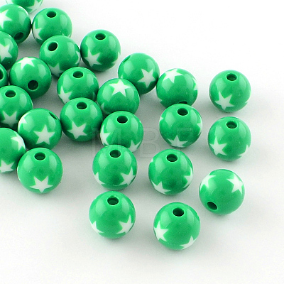 Star Pattern Opaque Acrylic Beads SACR-R882-20mm-M-1