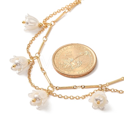 Shell Pearl & Acrylic Flower Bib Pendant Necklaces X1-NJEW-TA00169-1