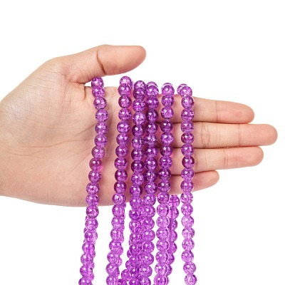 Spray Painted Crackle Glass Beads Strands CCG-Q001-8mm-12-1